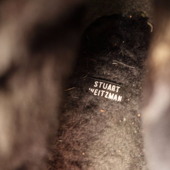 STUART WEITZMAN Boots Women 8 Black Combat Fleece Shearling Velvet Lug Sole Luge - Picture 5 of 16